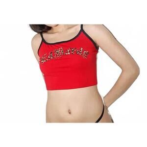NEW ED HARDY leopard sleeper cami top in cherry
